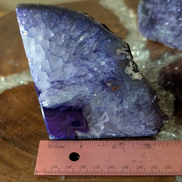 Brazilian Agate Geode Sections Set of 5 Purple Dyed - Picture 12 of 16